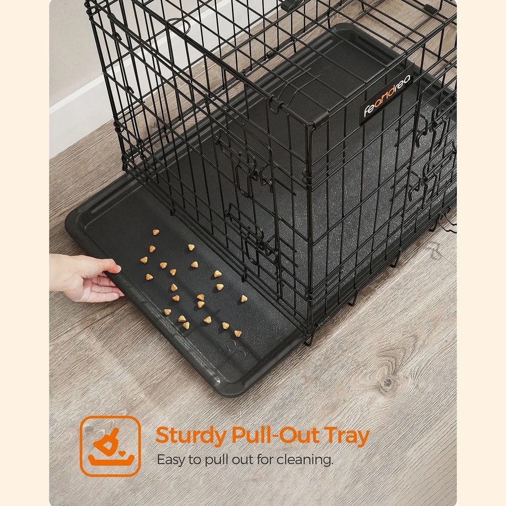 Gaiola para cães com 2 portas 77,5 x 48,5 x 55,5 cm Preto