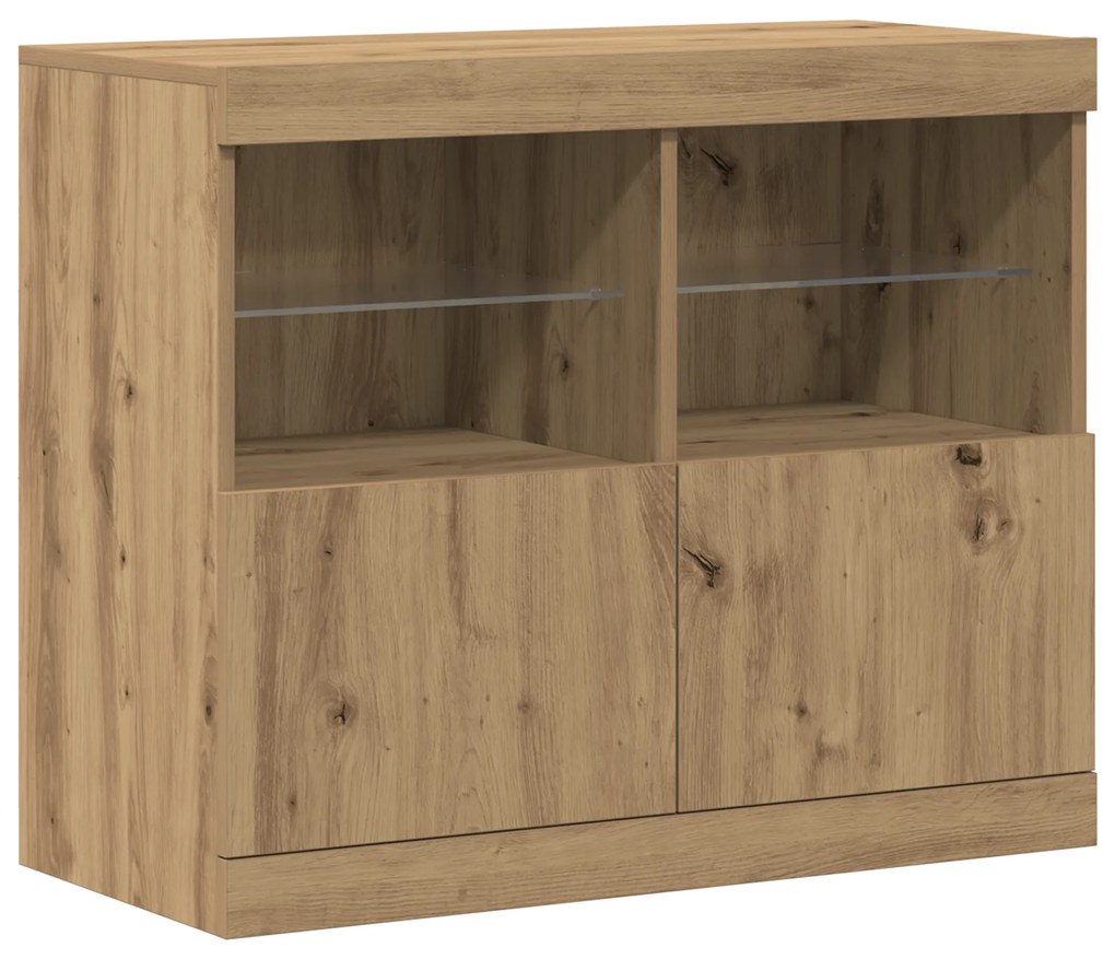 Buffet com Luzes LED Carvalho Artesanal 81x37x67 cm