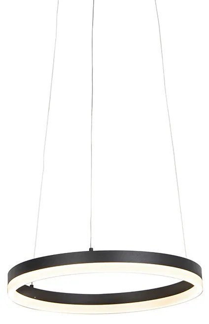 Candeeiro de suspensão design preto 40cm com LED dimmer 3 passos - Anello Moderno