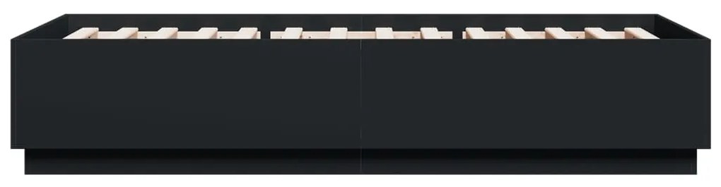 Estrutura cama c/ luzes LED 100x200 cm derivados madeira preto