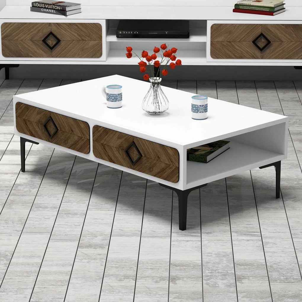 Mesa de Centro Samba – Branco Nogueira – 105x34,6x60 cm