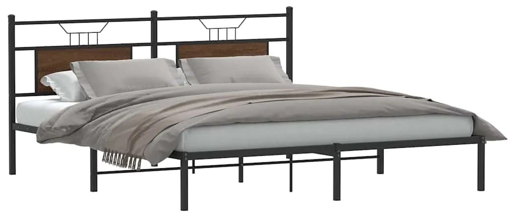 Estrutura de cama sem colchão 183x203 cm carvalho castanho