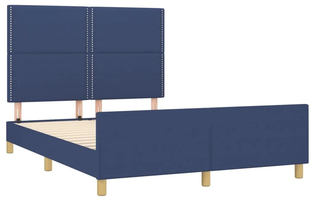 Estrutura de cama sem colchão 140x200 cm tecido azul