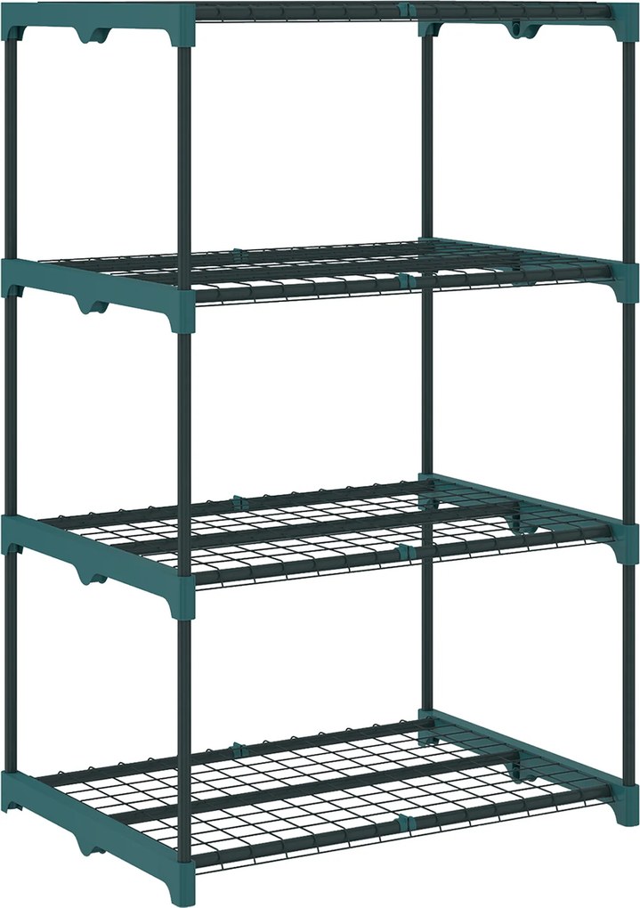 Outsunny Suporte para Plantas de 4 Níveis Estante para Plantas em Aço Prateleiras de Grade 67x49x105 cm Verde Escuro | Aosom Portugal