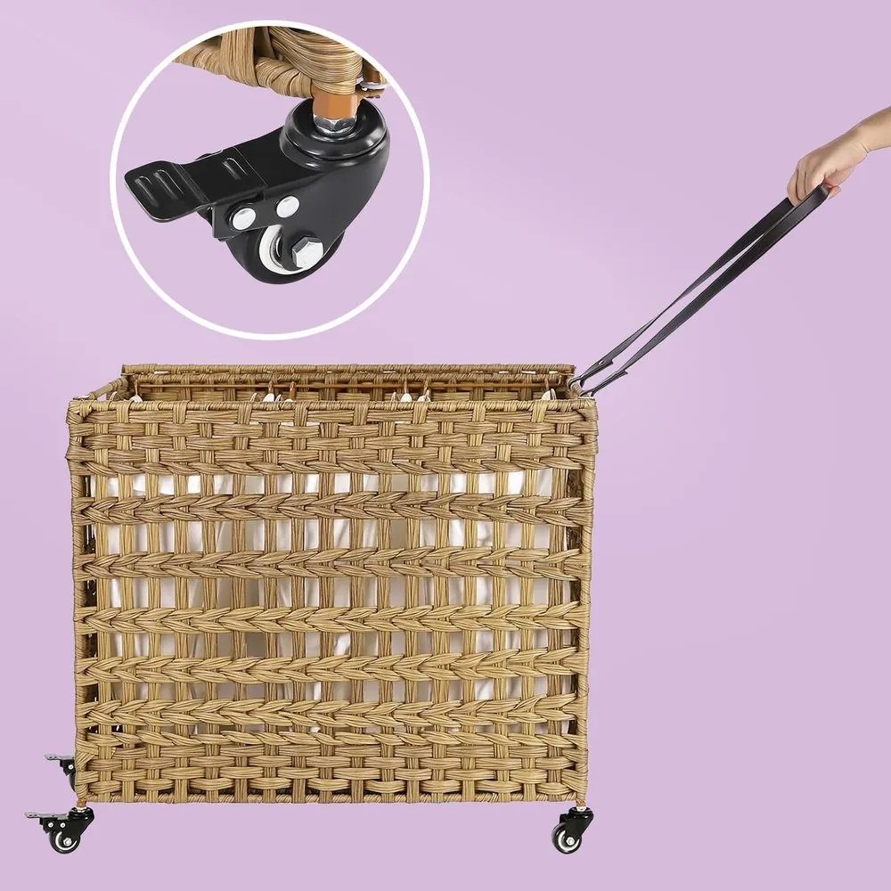 Cesto para roupa suja 66 x 35 x 60,5 cm cor natural