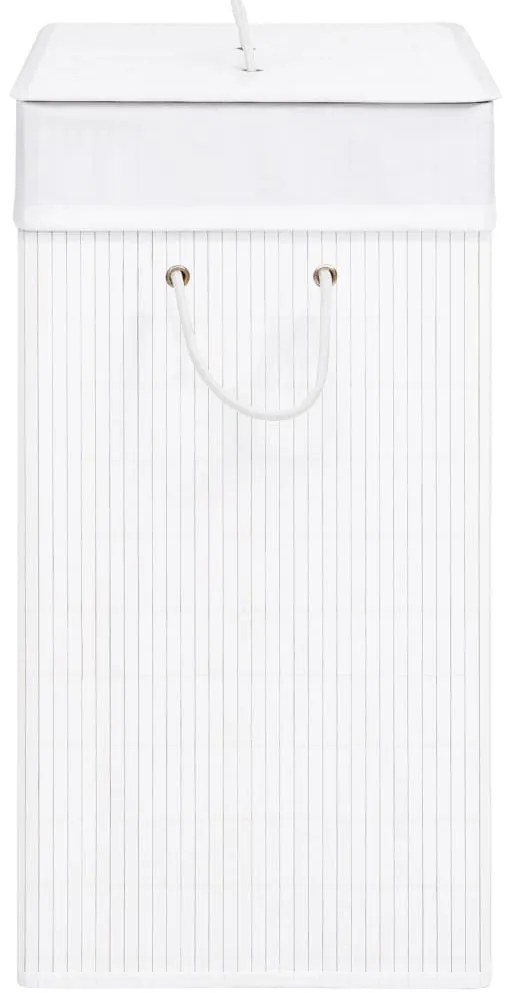 Cesto para roupa suja c/ 2 secções 100 L bambu branco