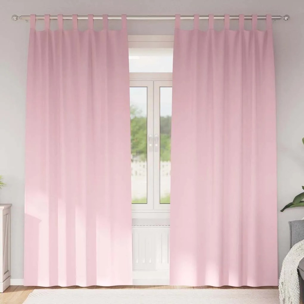 vidaXL Cortinas com cortinas 2 pcs Rosa Bebê 245 x 140 cm Poliéster
