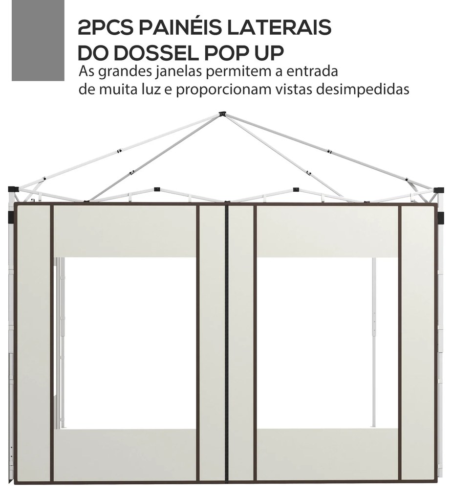 Paredes Laterais para Tenda de 2 Painéis 295x195 cm em Tecido Oxford com 2 Janelas para Tendas de 6x3 m 3x3 m Creme