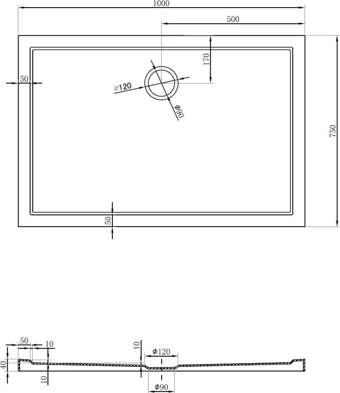 Mexen Flow base de duche retangular slim 100 x 75 cm, branco brilhante - 46R107510