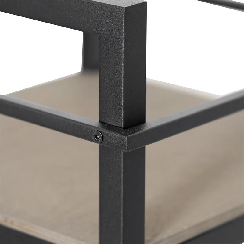 Candeeiro de pé industrial preto com madeira - Cage Rack Industrial