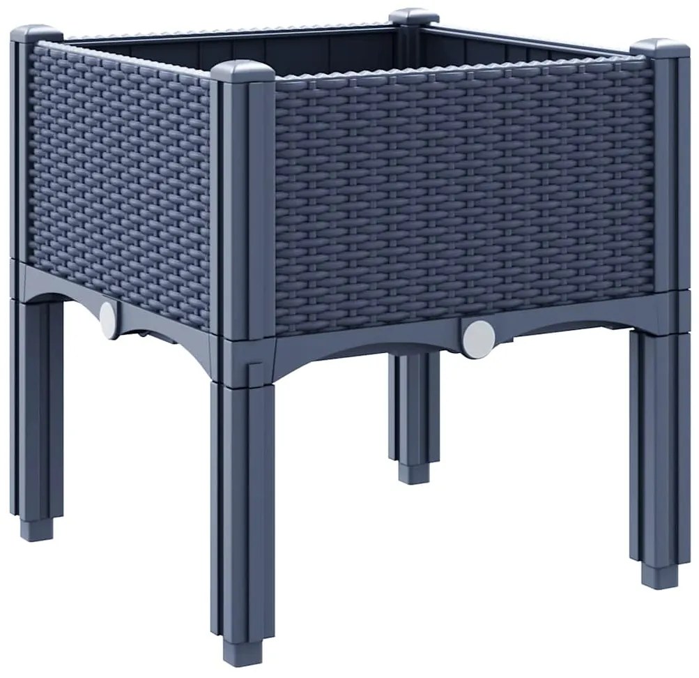 Vaso/floreira de jardim c/ pernas 40x40x42 cm PP cinzento azul