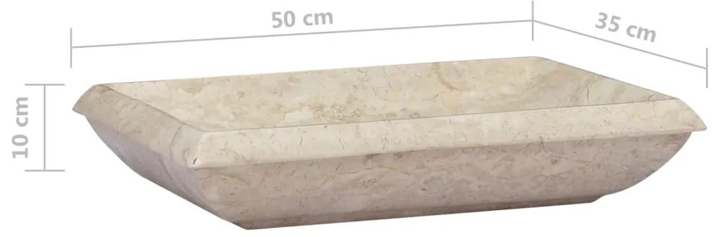 Lavatório 50x35x10 cm mármore cor creme