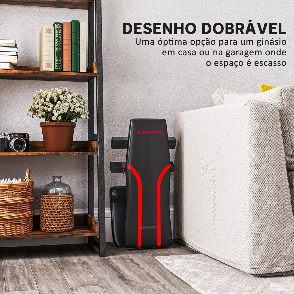 Banco de Abdominais Ajustável Banco de Musculação Dobrável para Treino de Corpo Completo 82x35x42,5-107 cm Preto