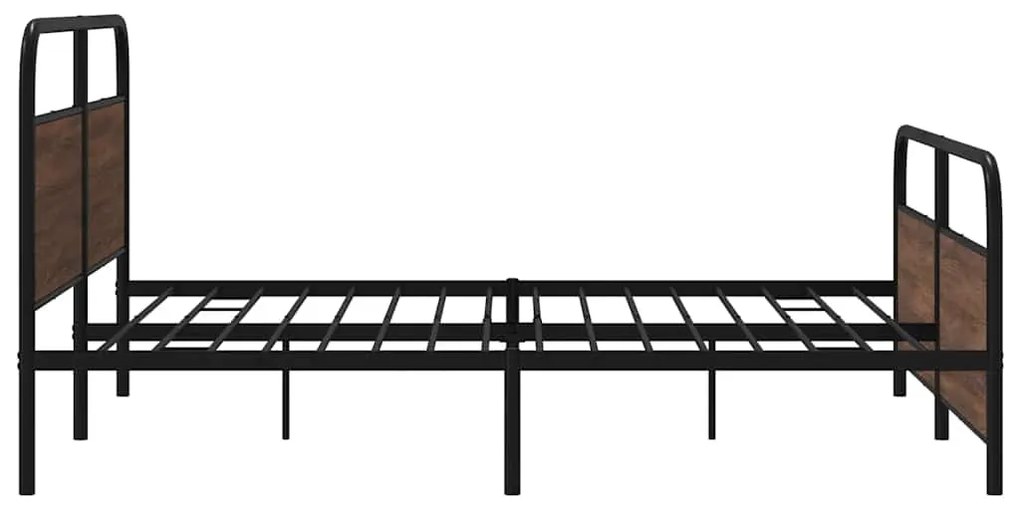Estrutura cama sem colchão 183x213 cm metal carvalho castanho