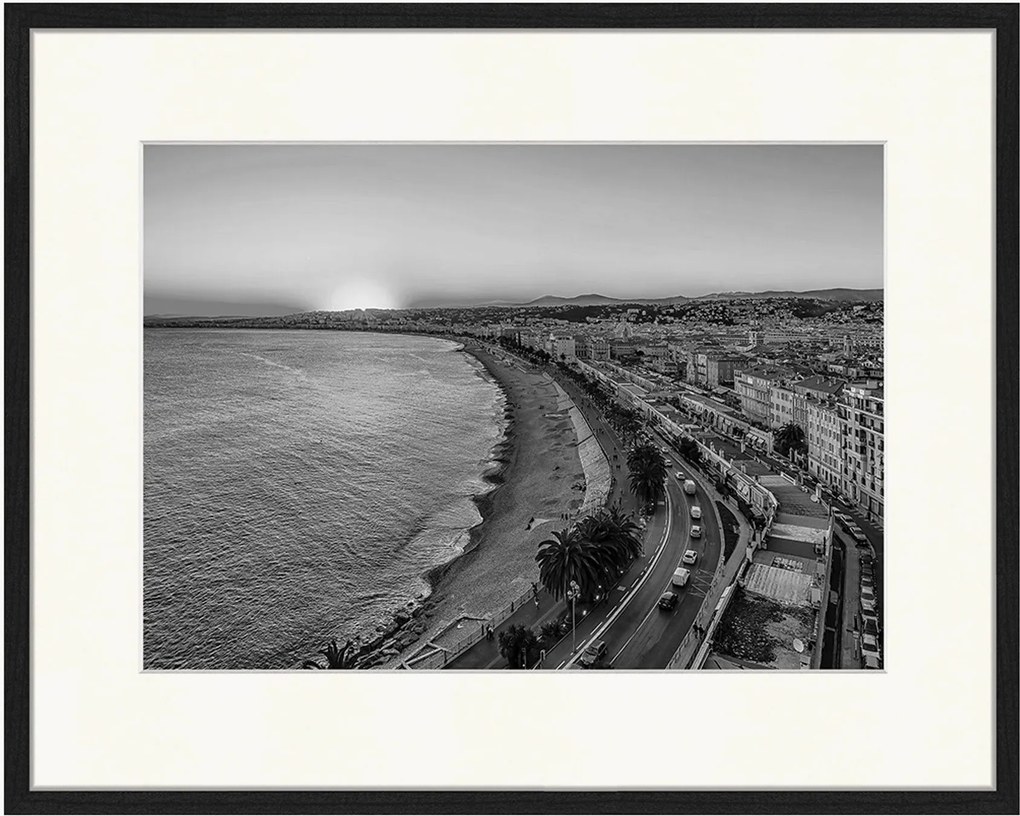 Impressão digital emoldurada City Of Nice At Sunset