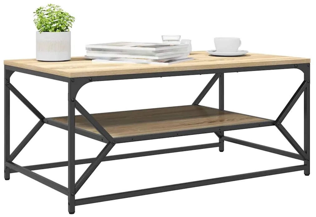 Mesa de Centro com Prateleira Carvalho Sonoma 90x50x40 cm Derivados de