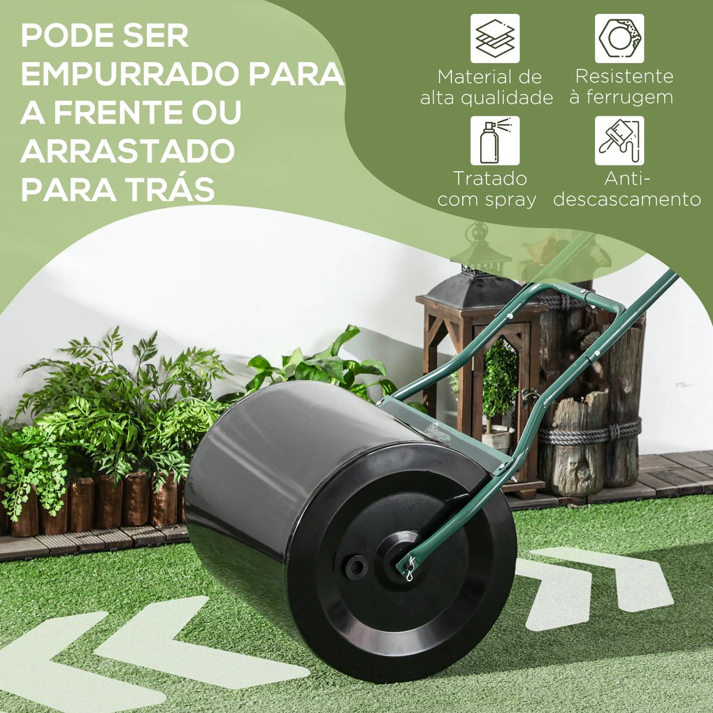 Rolo de relva para jardim com capacidade de 60L preenchível com areia ou água de 50 cm de diâmetro preto