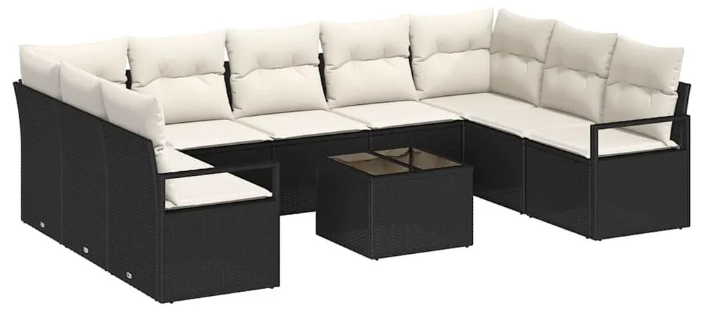 Sofá de Jardim 9 Peças com Almofadas em Rattan Sintético Marrom
