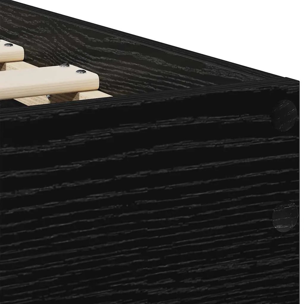 Estrutura de Cama com Cabeceira Carvalho Preto 90x200 cm Madeira de En