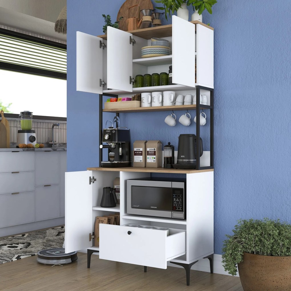 Armário Multiuso JE159 – Branco Nogal – 90x184,2x38 cm