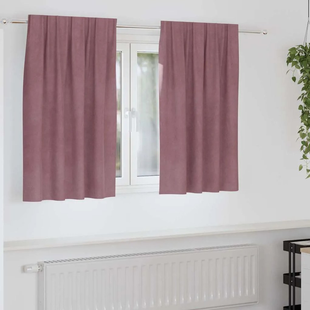 vidaXL Cortinas opacas 2 pcs Rosa Escuro 140 x 140 cm Veludo