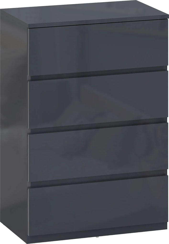 HOMCOM Cómodas Quarto Móvel de Gavetas 4 Gavetas de Alto Brilho Fechamento Suave e Silencioso 55x34x80 cm Cinza | Aosom Portugal