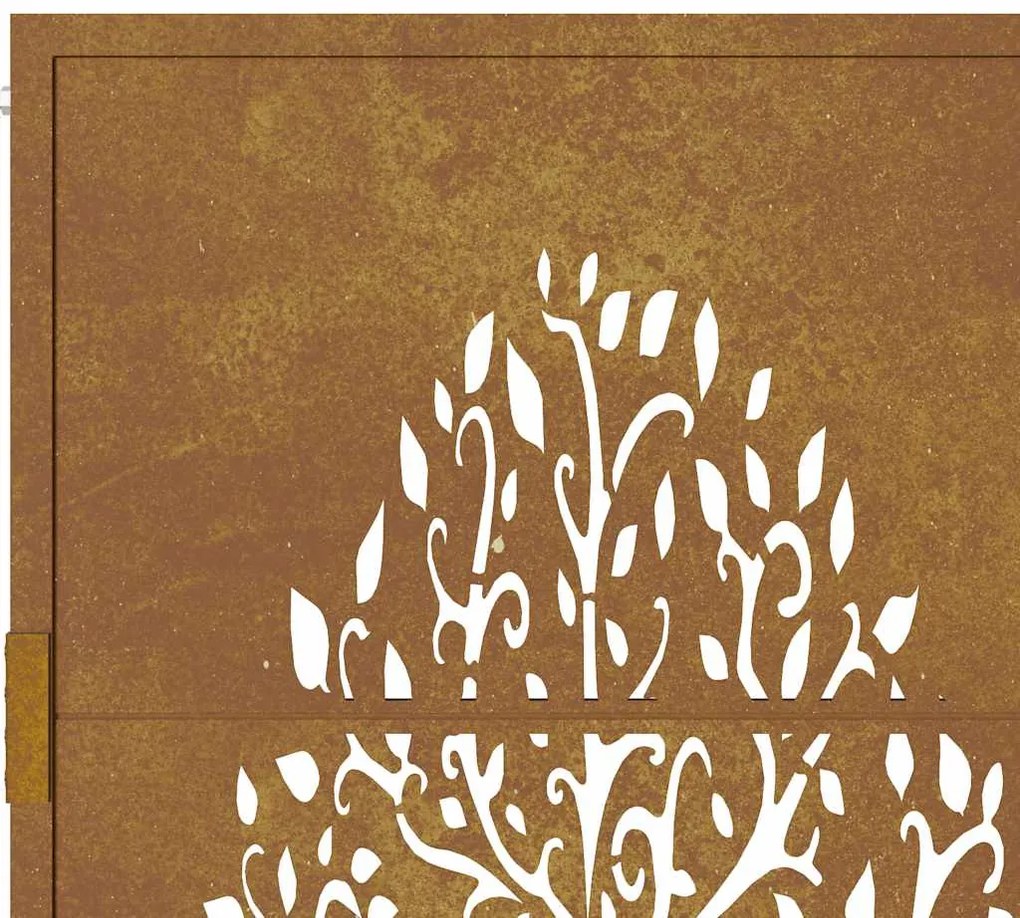 Portão de jardim 105x105 cm aço corten design árvore
