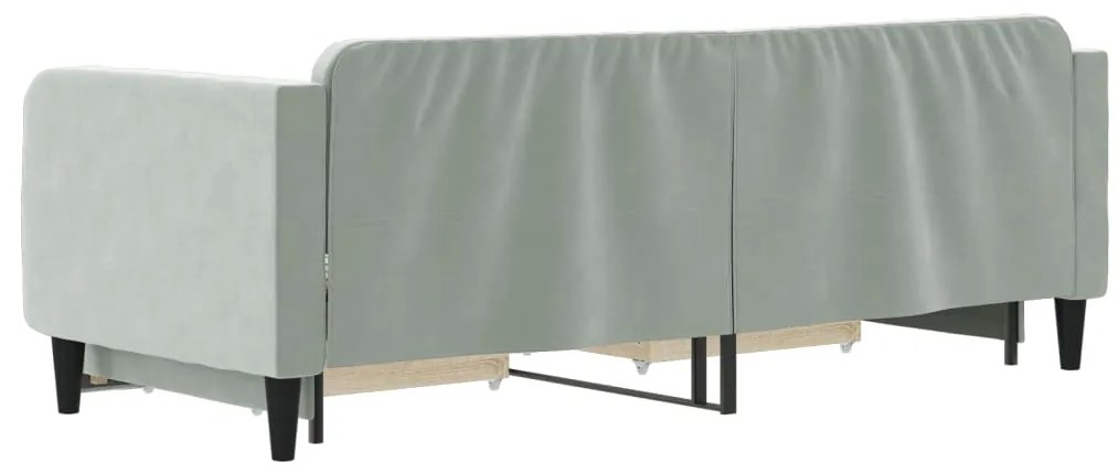 Sofá-cama c/ gavetão e gavetas 80x200 cm veludo cinzento-claro