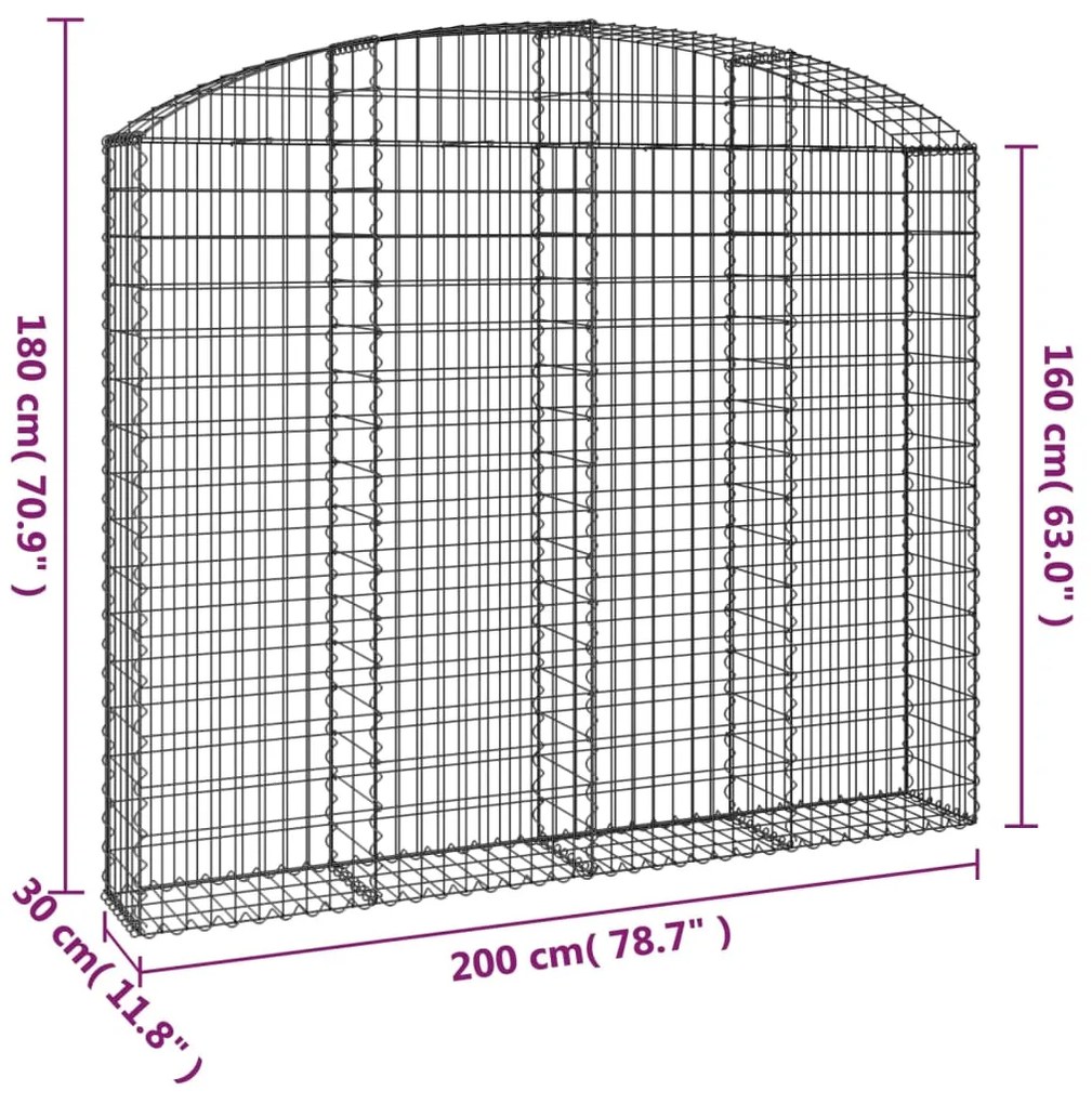Cesto gabião arqueado 200x30x160/180 cm ferro galvanizado