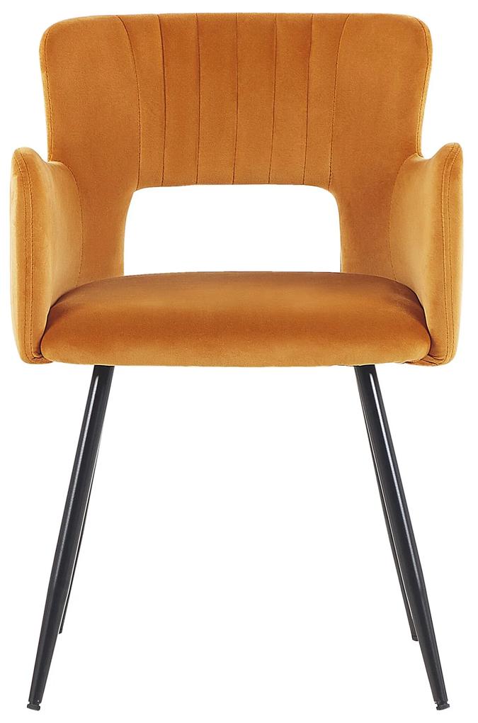 Conjunto de 2 cadeiras de jantar em veludo laranja SANILAC Beliani