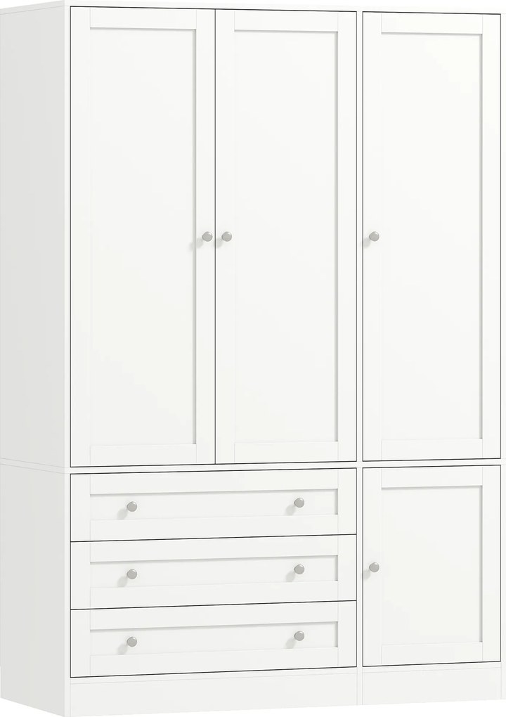 HOMCOM Guarda-roupa moderno com varão, 3 gavetas e prateleiras de arrumação | Aosom Portugal