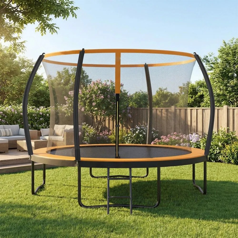 Trampolim Ø 305 cm com rede de segurança preto e laranja
