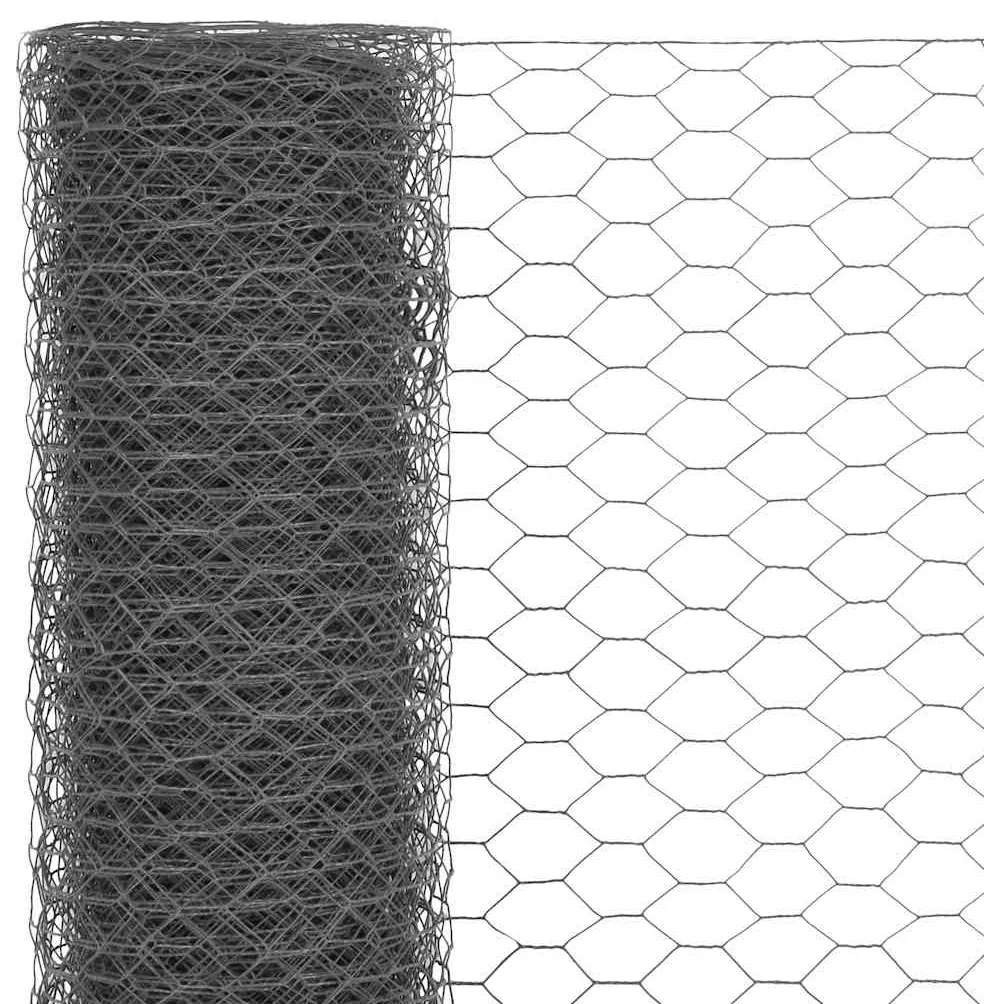 Cerca arame galinheiro 25x1,2m aço c/ revestimento PVC cinzento