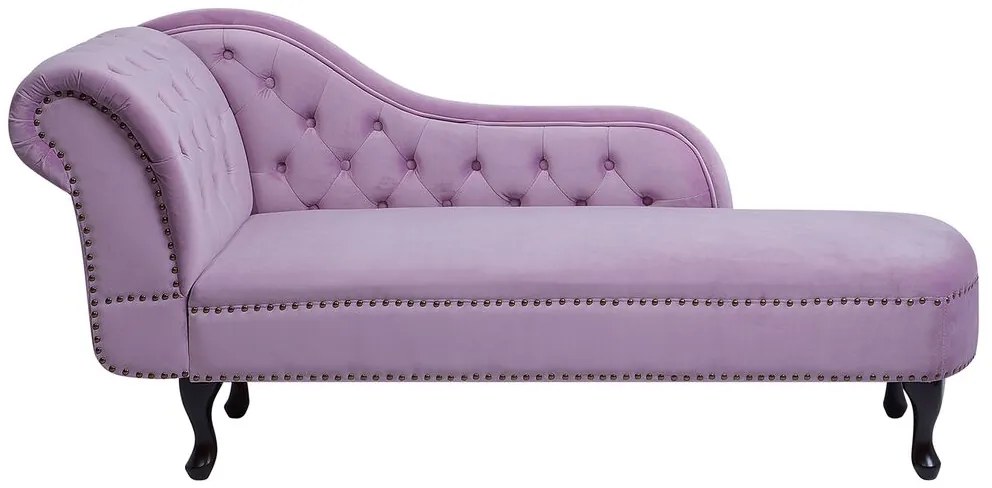Chaise-longue à esquerda em veludo rosa NIMES Beliani