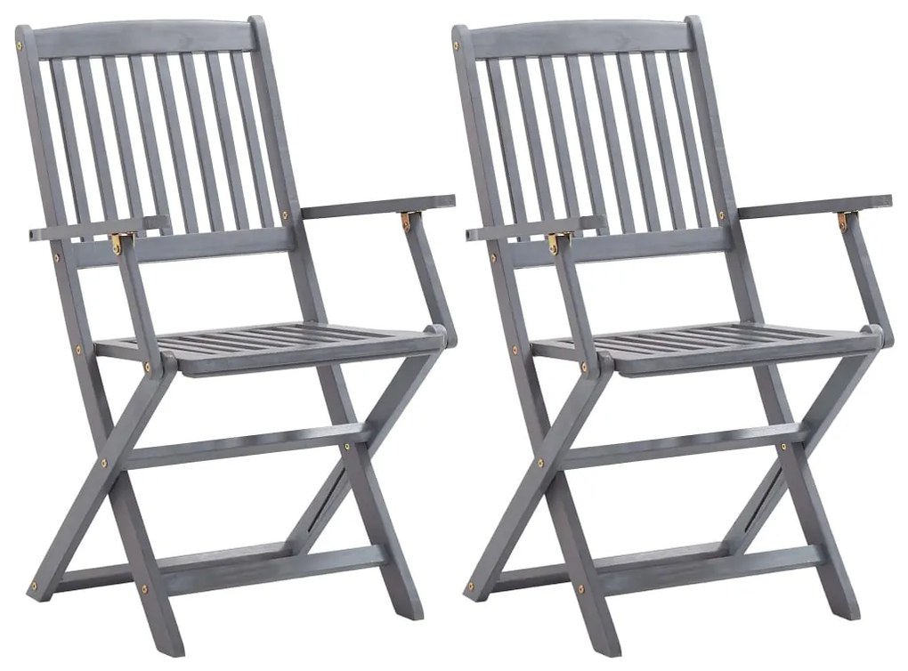 vidaXL Cadeiras de jardim dobráveis 2 pcs madeira acácia maciça