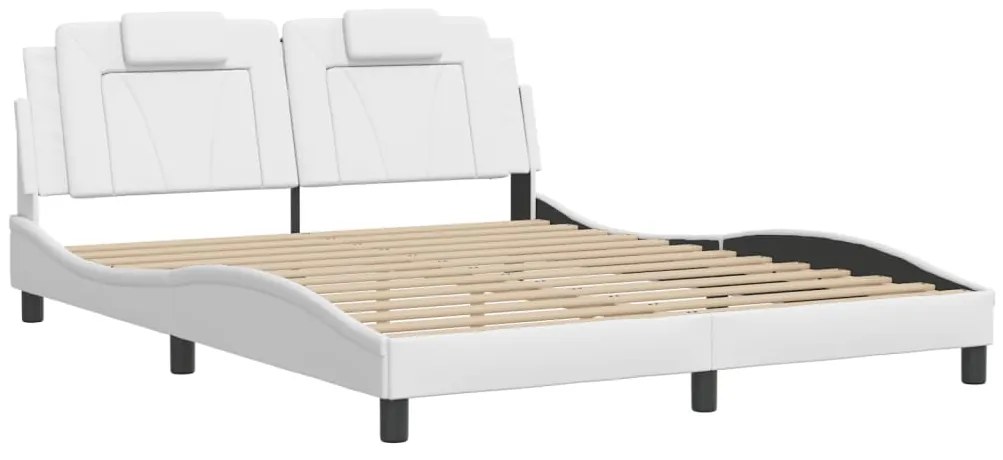 Estrutura cama c/ cabeceira 160x200 cm couro artificial branco