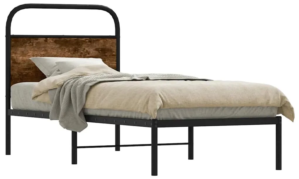 Estrutura cama s/ colchão derivados de madeira carvalho fumado