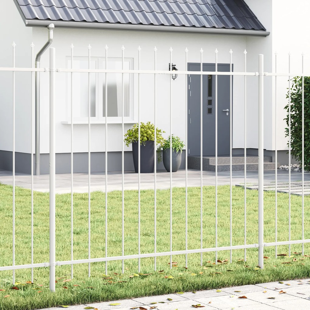 Cerca de Jardim vidaXL com Topo de Lança Branco 5,1x1,5 m em Aço