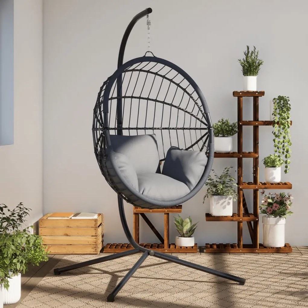 vidaXL Suporte para cadeira em forma de ovo suspensa aço preto