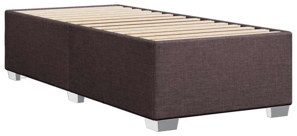 Estrutura de cama sem colchão 90x200 cm tecido castanho-escuro