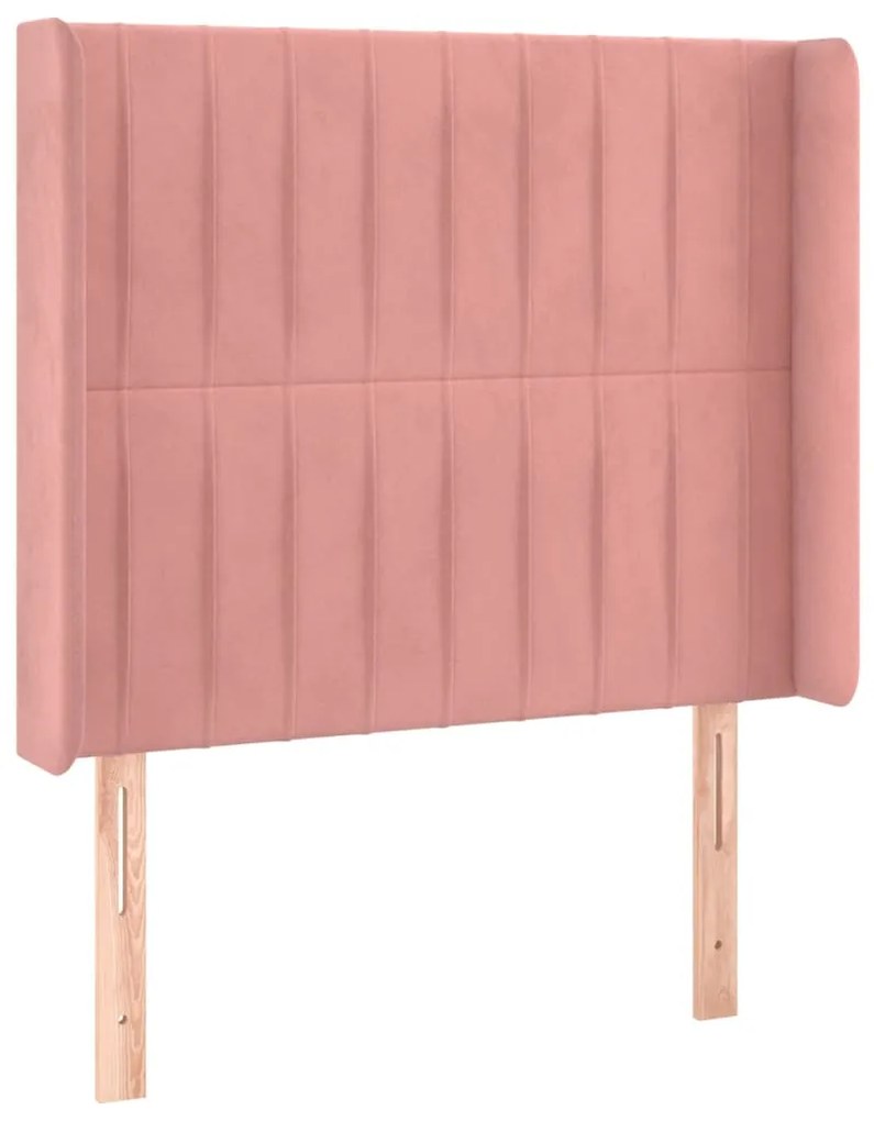 Cabeceira de cama c/ luzes LED veludo 83x16x118/128 cm rosa