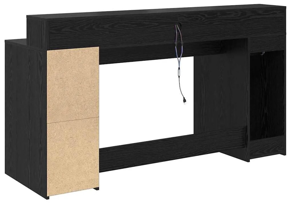 Escrivaninha Carvalho Preto 160x55x91 cm Madeira Engenheirada