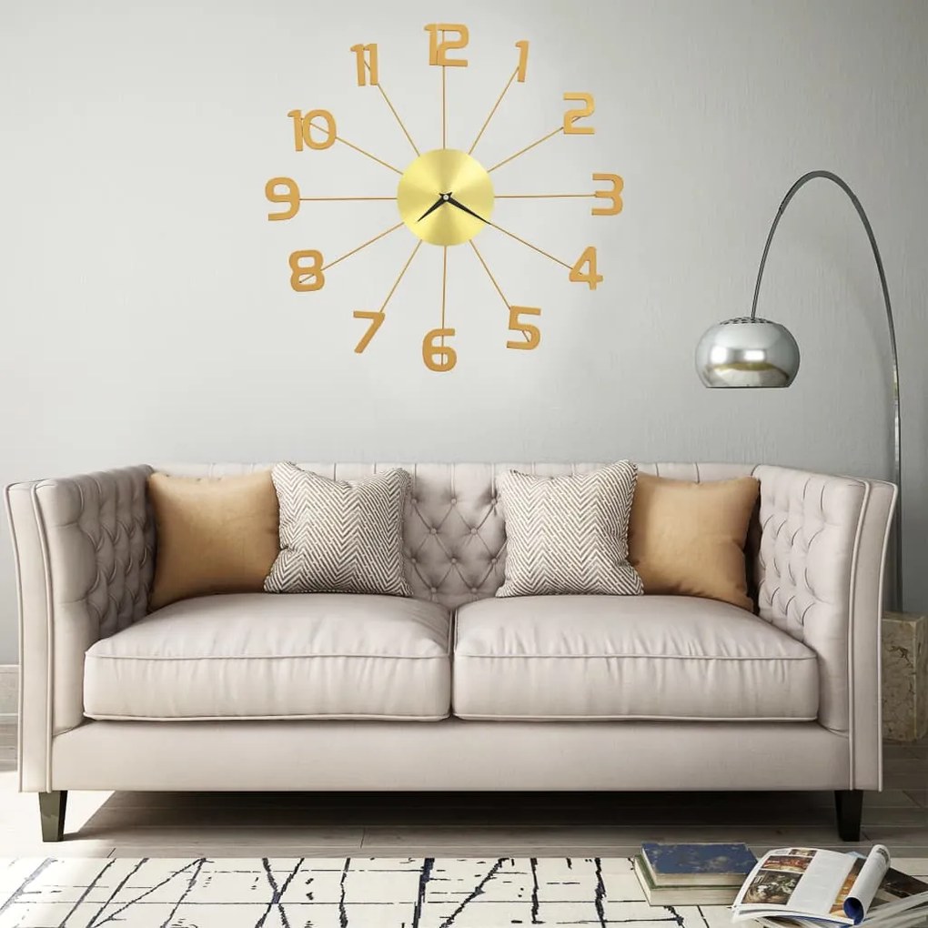 283858 vidaXL Relógio de parede metal 50 cm dourado