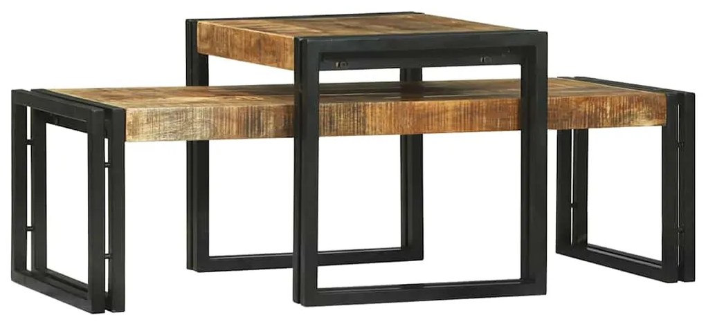 Conjunto de Mesas de Café 2 Peças Madeira de Mangueira Maciça