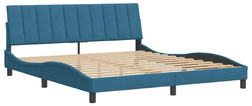 Estrutura de cama c/ cabeceira 180x200 cm veludo azul