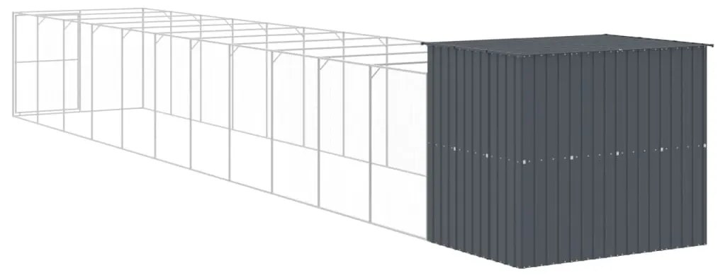 Casota p/ cães c/ parque 214x1273x181cm aço galvaniz. antracite