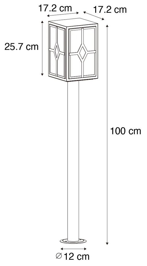 Candeeiro de pé exterior clássico preto 100 cm IP44 - Dover