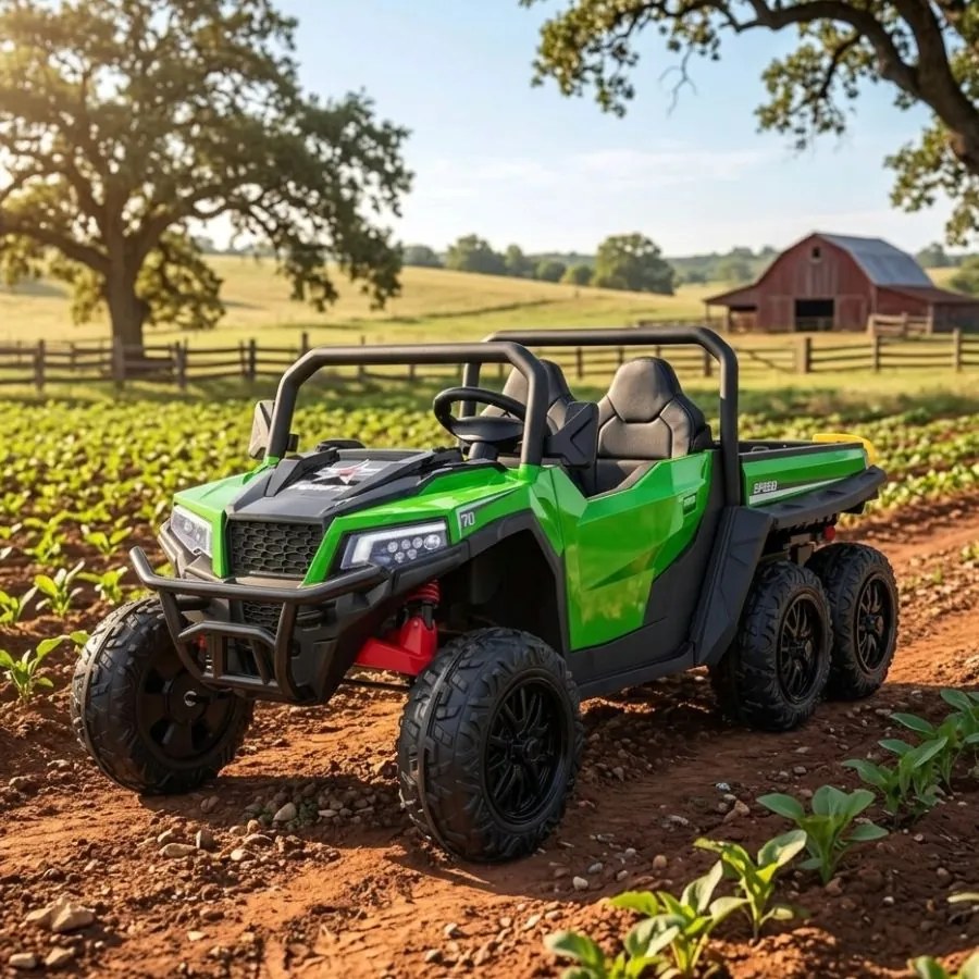 Carro elétrico para Crianças Farmer 2 lugares 24V 4x4 Truck X-POWER, Rodas de espuma EVA, Assento Couro ecológico Verde