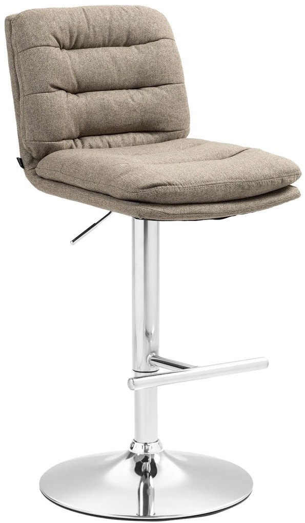 Banco de bar Damar em tecido com estrutura cromada 94-116 x 42 x 56 cm Castanho acinzentado