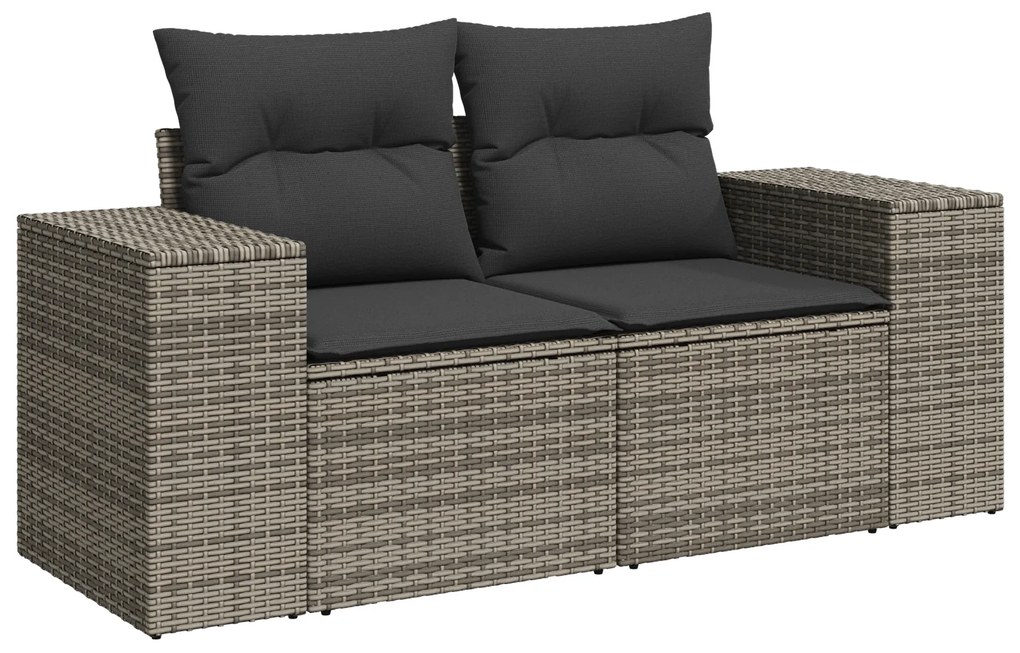 Conjunto de Sofá de Jardim de 10 Peças com Almofadas Cinza Rattan Poli